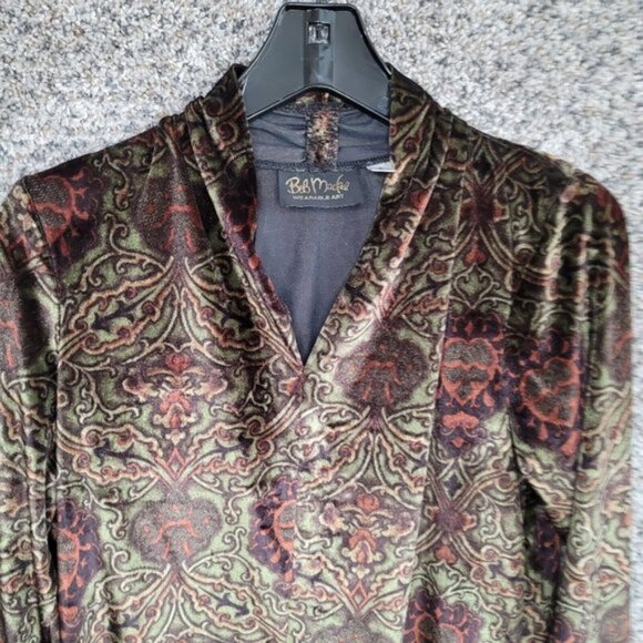 Bob Mackie Wearable Art Top Womens Small Green‎ Velour Long Sleeve V-Neck Ladies - Picture 4 of 7